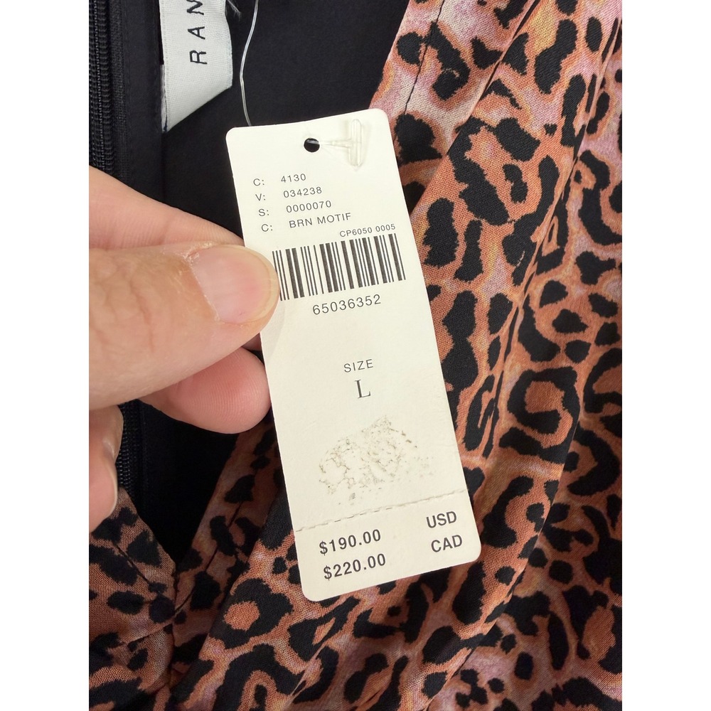NWT Anthropologie Ranna Gill Leopard Cut Out Twist Midi Dress Brown L - Picture 4 of 10